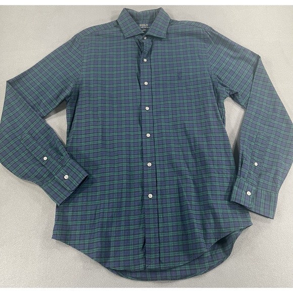 Polo Ralph Lauren Other - Polo Ralph Lauren Slim Fit Men's Medium Long Sleeve Button Up Green & Navy Plaid